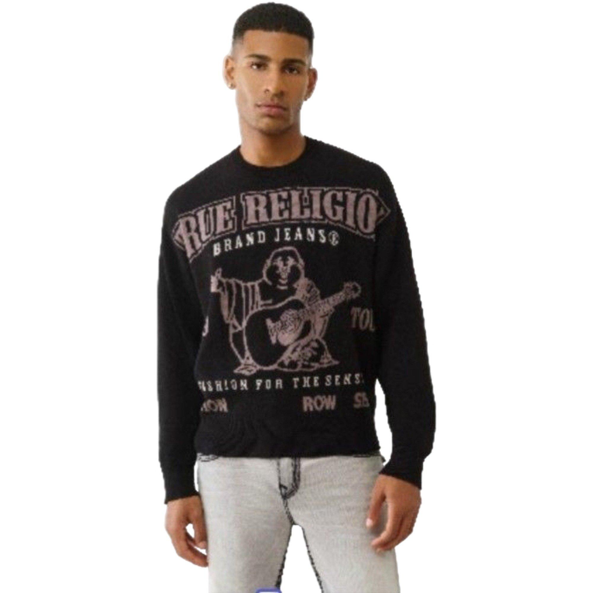 True Religion Men's Cinched Sweater - Black - BLACK Thumbnail View 1