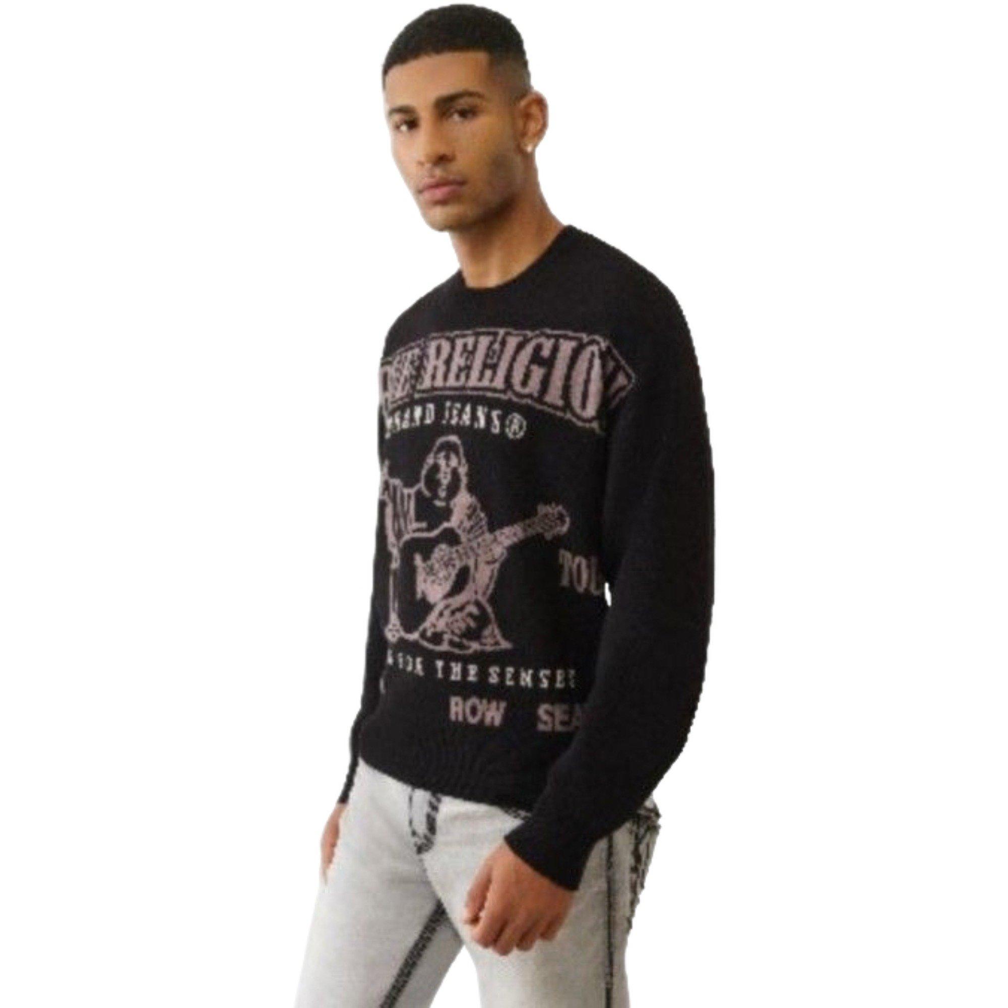 True Religion Men's Cinched Sweater - Black - BLACK Thumbnail View 3