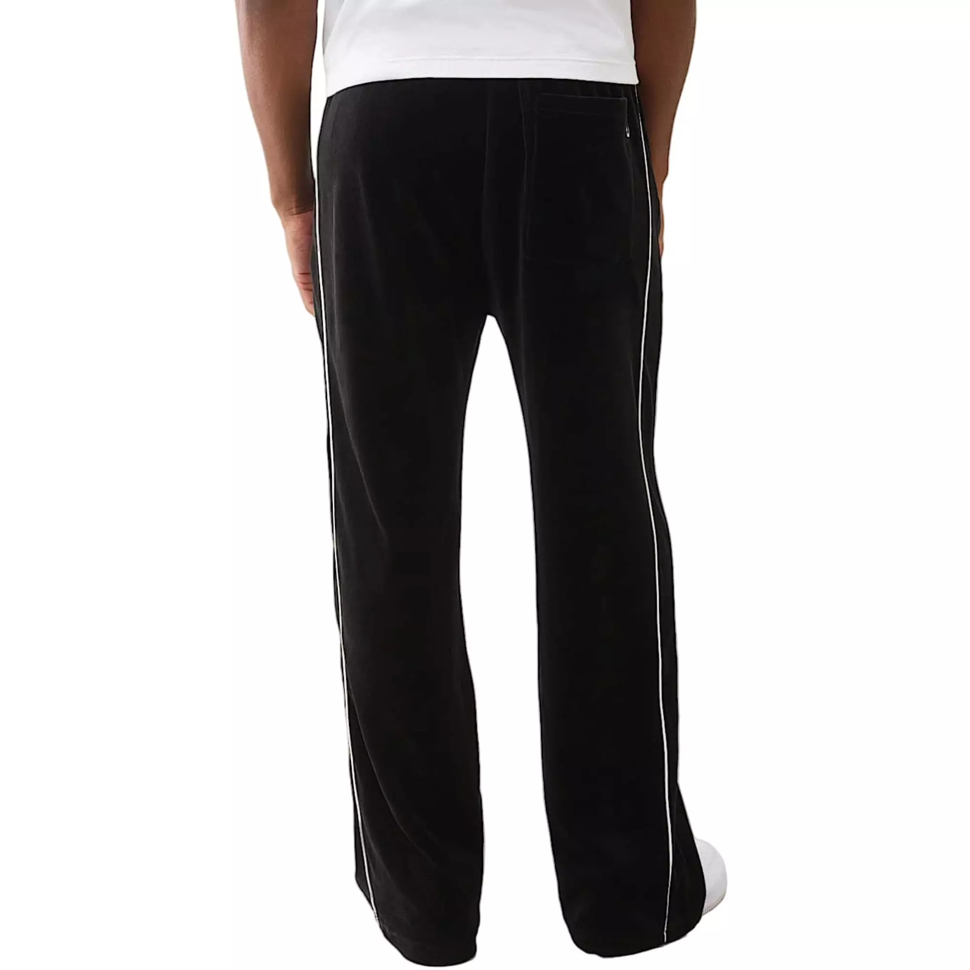True Religion Men's Logo Patch Velour Track Pants - BLACK