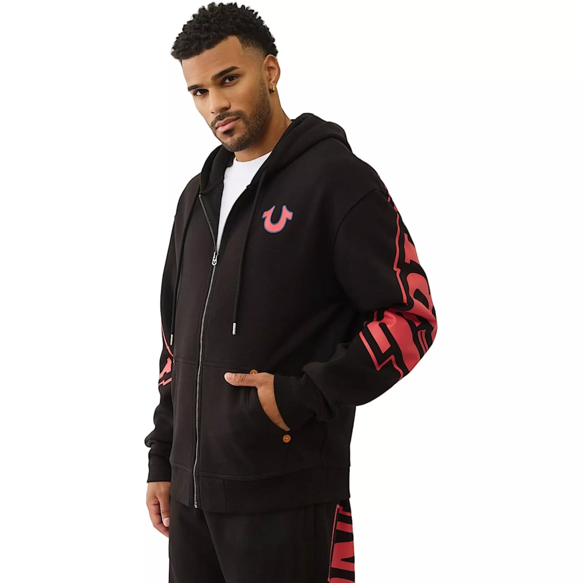 True Religion Men's Arched Logo Full-Zip Jacket - BLACK