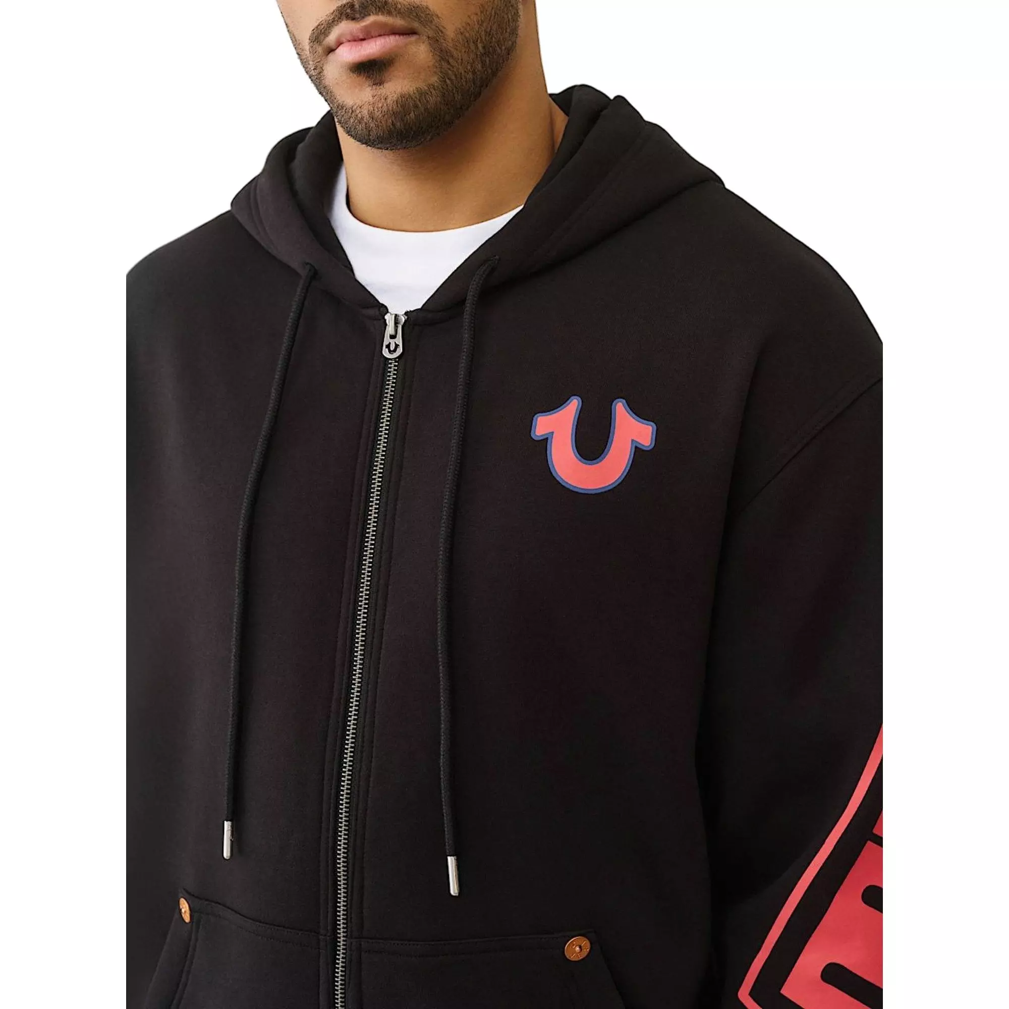 True Religion Men's Arched Logo Full-Zip Jacket - BLACK