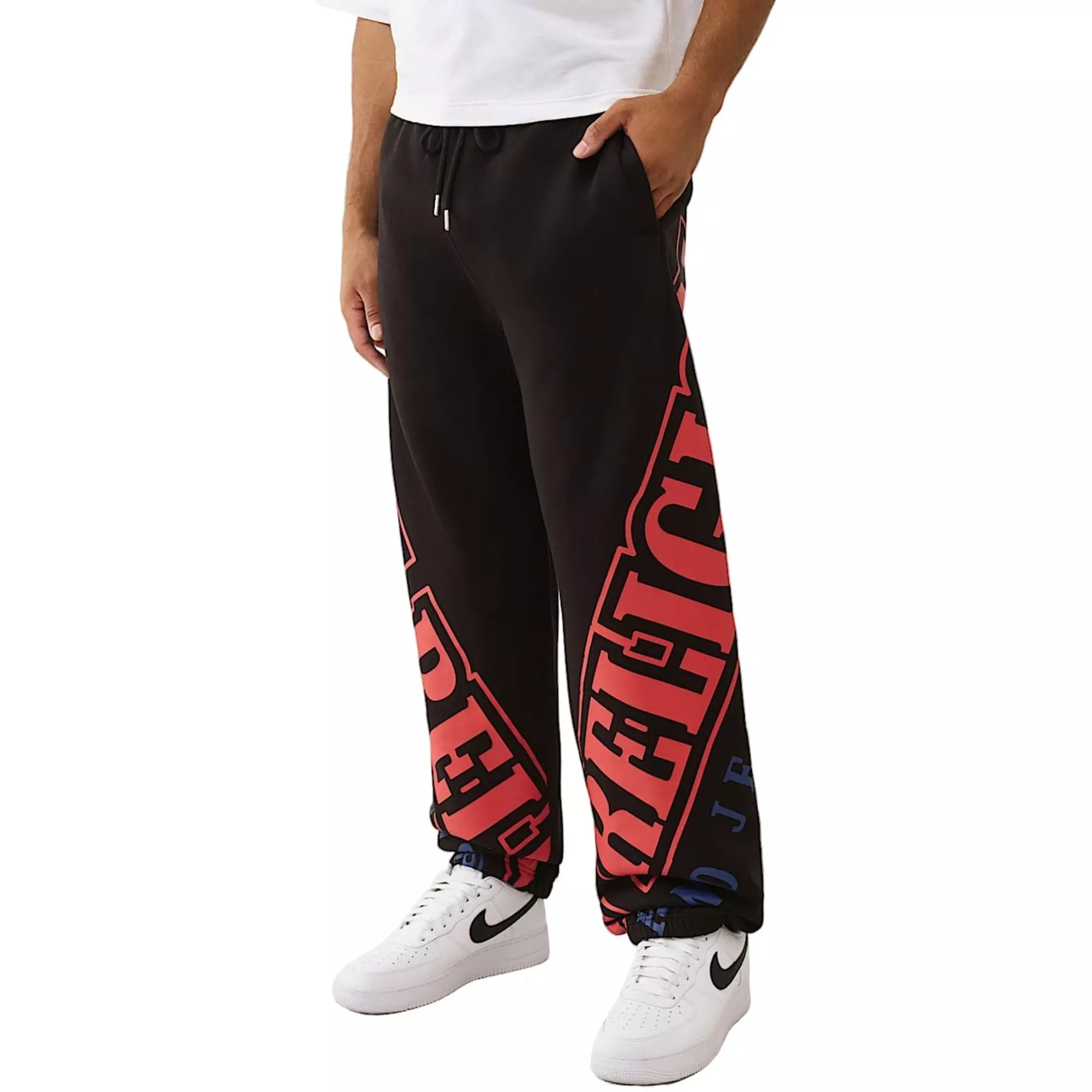 True Religion Men's Arched Logo Baggy Joggers - BLACK