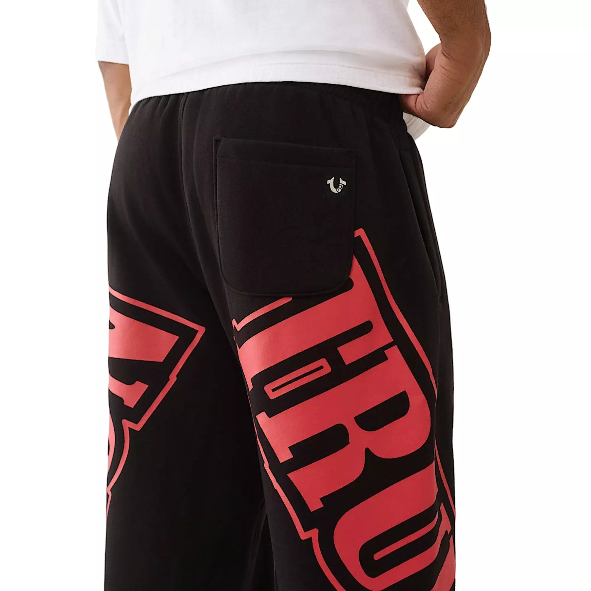 True Religion Men's Arched Logo Baggy Joggers - BLACK