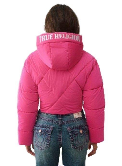True Religion Women's High Shine Puffer Jacket - Pink - FUCSHIA Thumbnail View 2