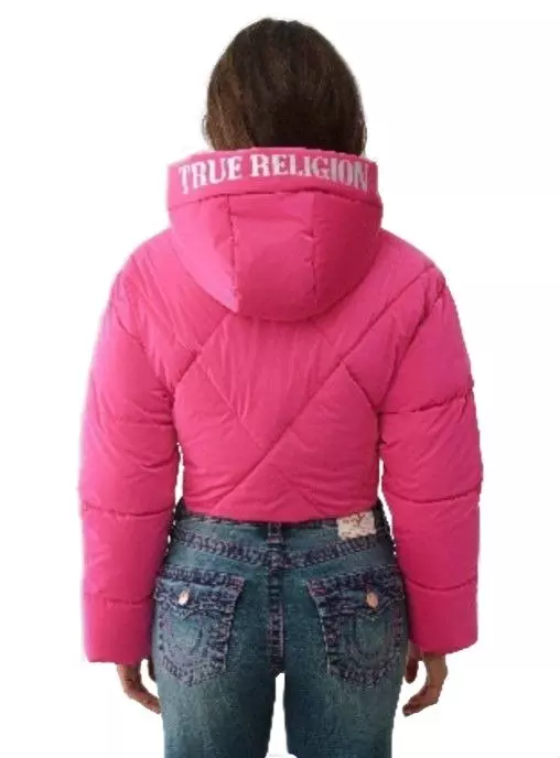 True Religion Women's High Shine Puffer Jacket - Pink - FUCSHIA