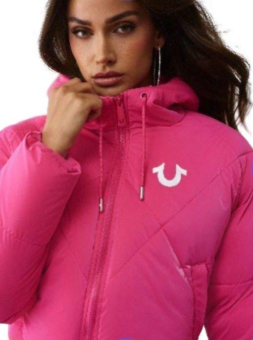 True Religion Women's High Shine Puffer Jacket - Pink - FUCSHIA Thumbnail View 5