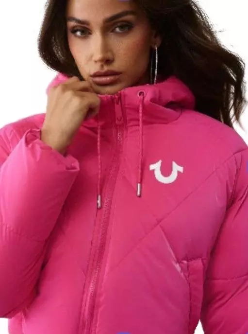 True Religion Women's High Shine Puffer Jacket - Pink - FUCSHIA
