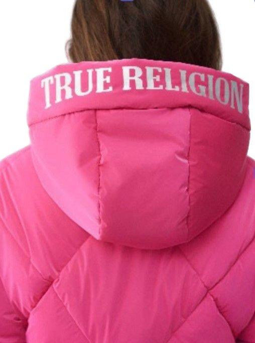 True Religion Women's High Shine Puffer Jacket Fuchsia Pink