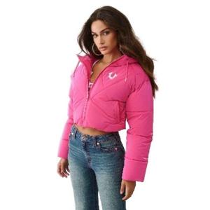 True Religion Women's High Shine Puffer Jacket - Pink