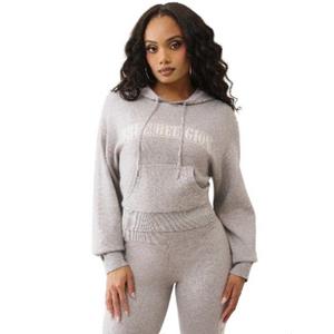 True Religion Women's Sweater Knit Hoodie - Grey