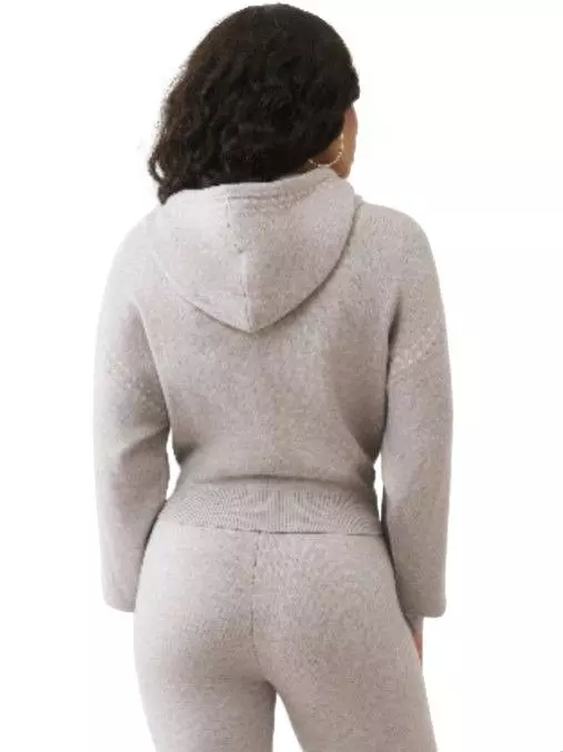 True Religion Women's Sweater Knit Hoodie - Grey - GREY