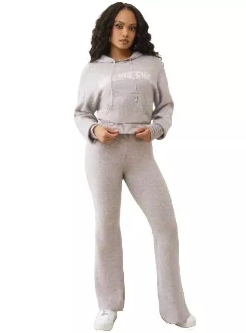 True Religion Women's Sweater Knit Hoodie - Grey - GREY