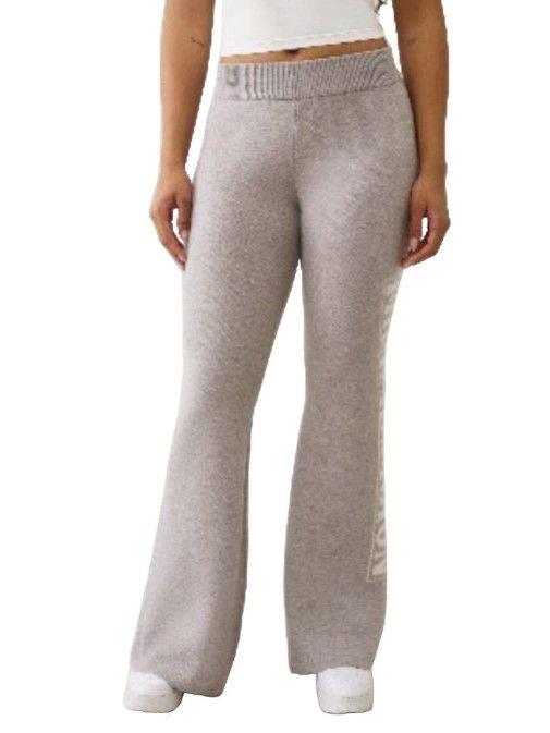 True Religion Women's Sweater Knit Wide Leg Pants - Grey - GREY Thumbnail View 1