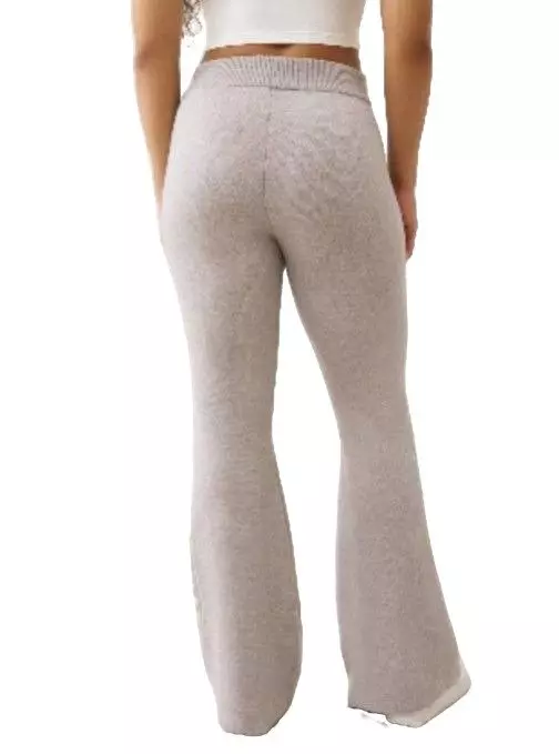 True Religion Women's Sweater Knit Wide Leg Pants - Grey - GREY