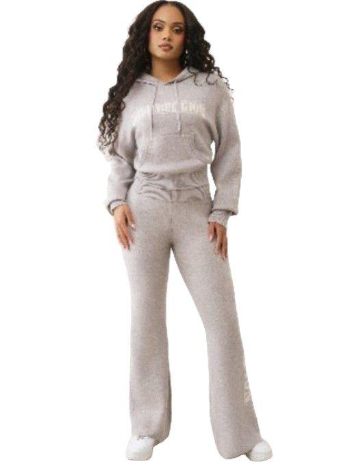 True Religion Women's Sweater Knit Wide Leg Pants - Grey - GREY Thumbnail View 3