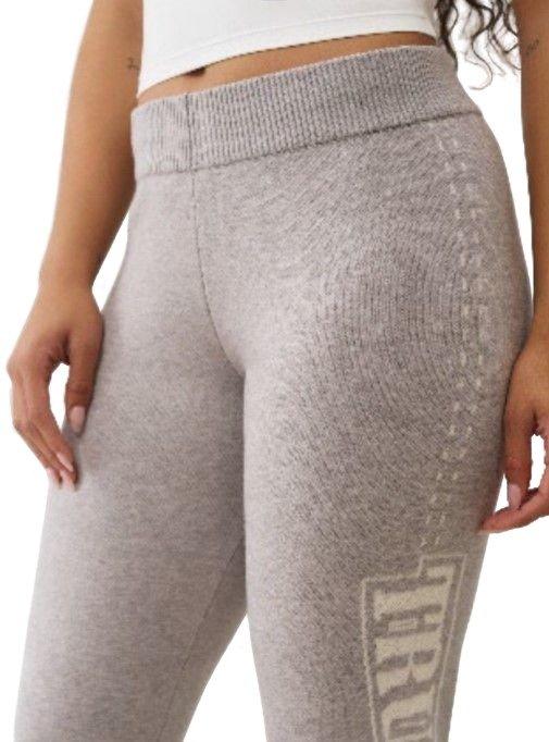 True Religion Women's Sweater Knit Wide Leg Pants - Grey - GREY Thumbnail View 4