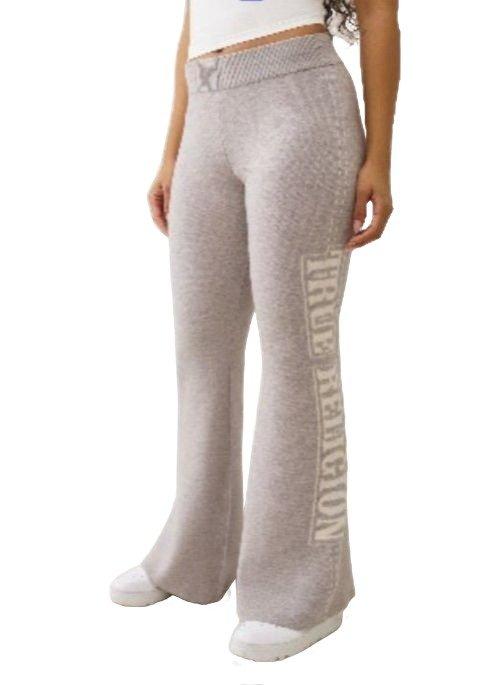 True Religion Women's Sweater Knit Wide Leg Pants - Grey - GREY Thumbnail View 5