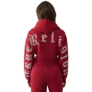 True Religion Women's Crystal Cropped Zipped Hoodie