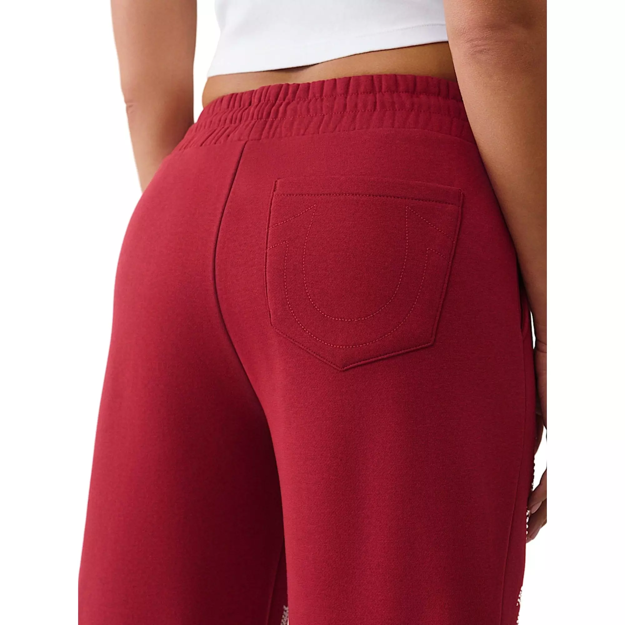 True Religion Women's Crystal Script Wide Leg Pants - PINK