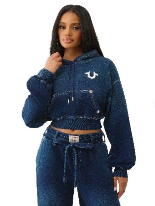 True Religion Women's Washed Indigo Hoodie - DENIM Thumbnail View 1