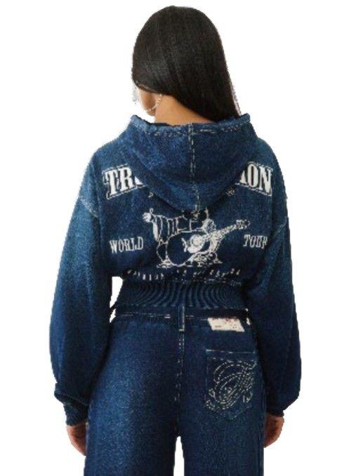 True Religion Women's Washed Indigo Hoodie - DENIM Thumbnail View 2