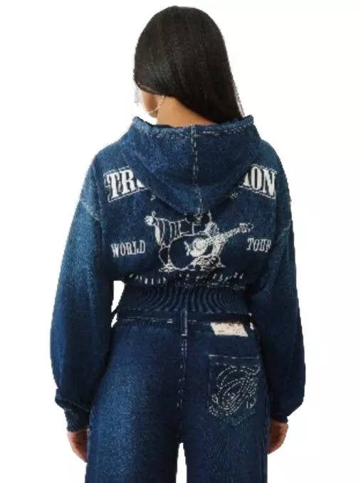 True Religion Women's Washed Indigo Hoodie - DENIM