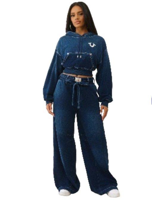 True Religion Women's Washed Indigo Hoodie - DENIM Thumbnail View 3