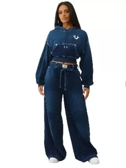 True Religion Women's Washed Indigo Hoodie - DENIM