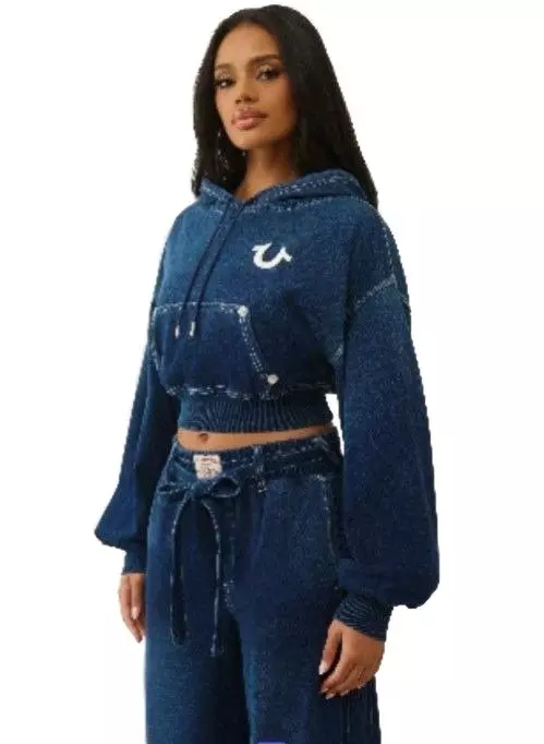 True Religion Women's Washed Indigo Hoodie - DENIM