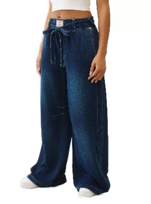 True Religion Women's Washed Indigo Barrel Pants - DENIM