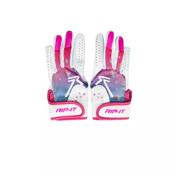 RIP-IT Girls' Play Ball Starlight Softball Batting Gloves - WHITE/MULTI