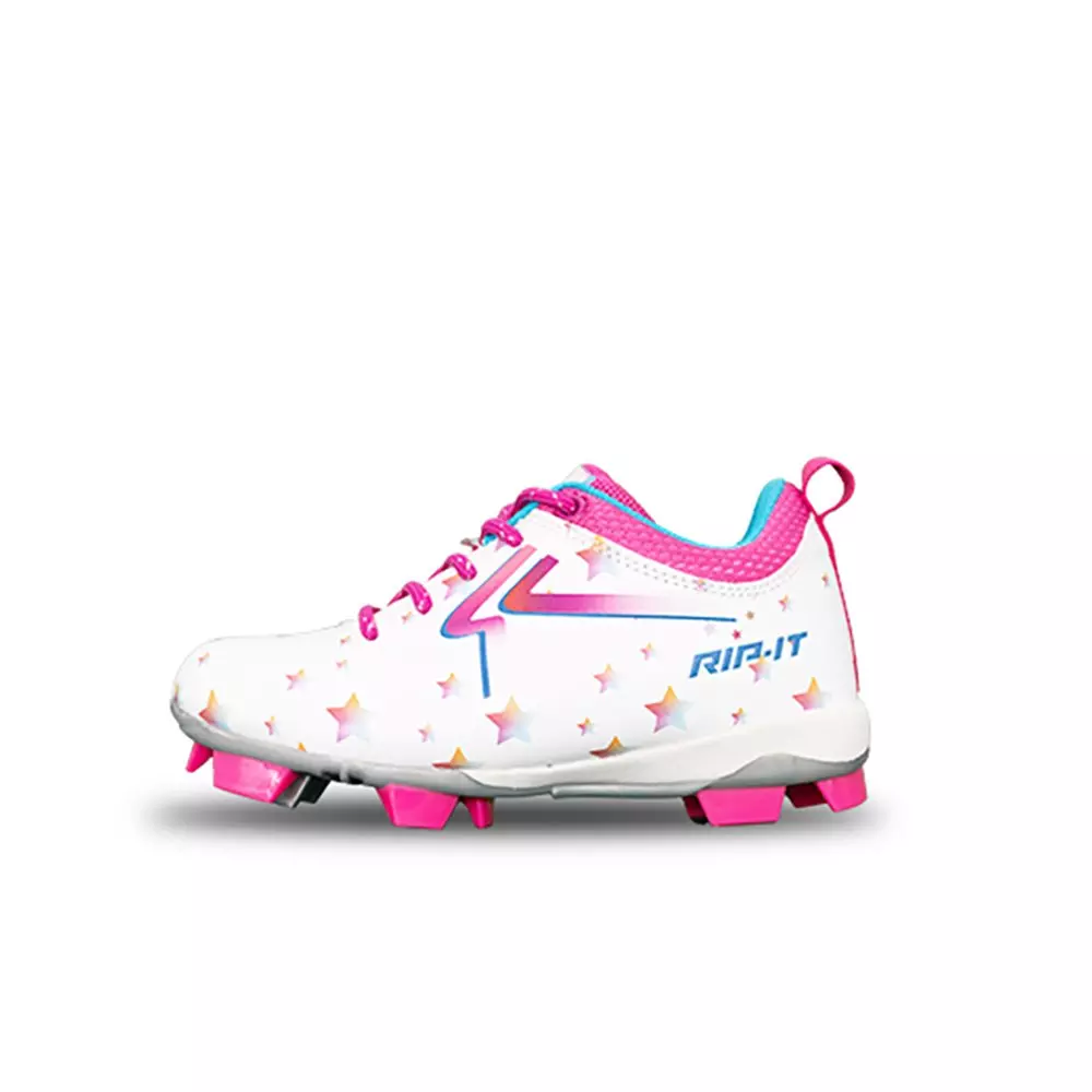 RIP-IT Starlight "White/Multi" Preschool Girls' Softball Cleat - WHITE/MULTI