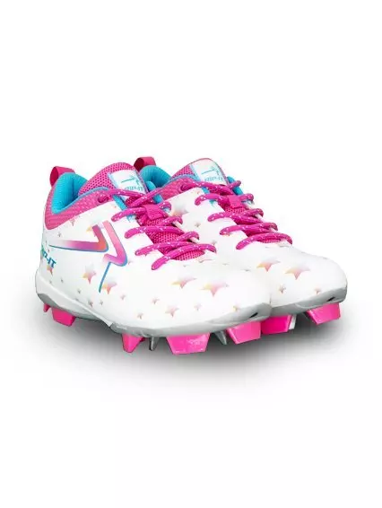 RIP-IT Starlight "White/Multi" Preschool Girls' Softball Cleat - WHITE/MULTI