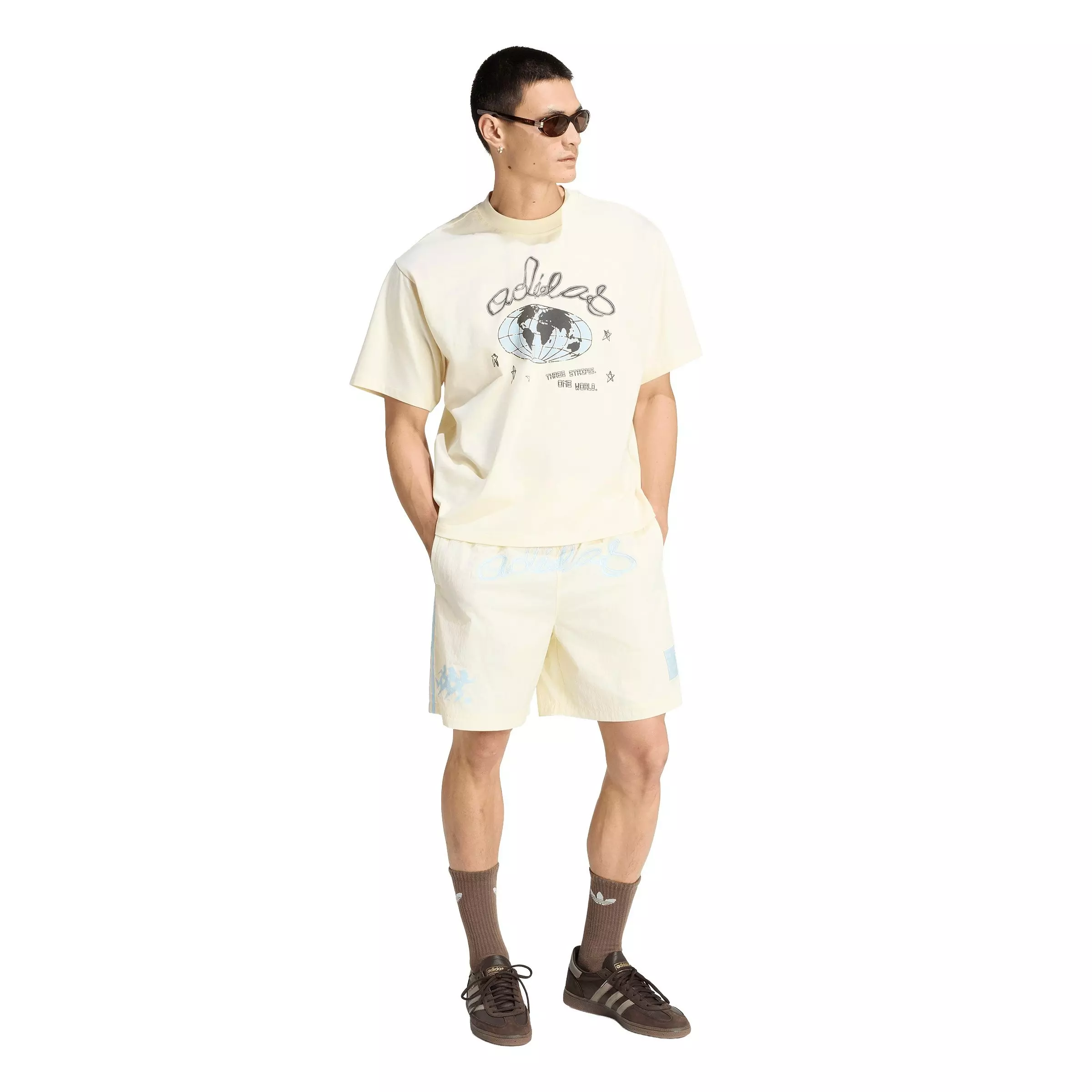 adidas Originals Men's One World Graphic Shorts - CREAM
