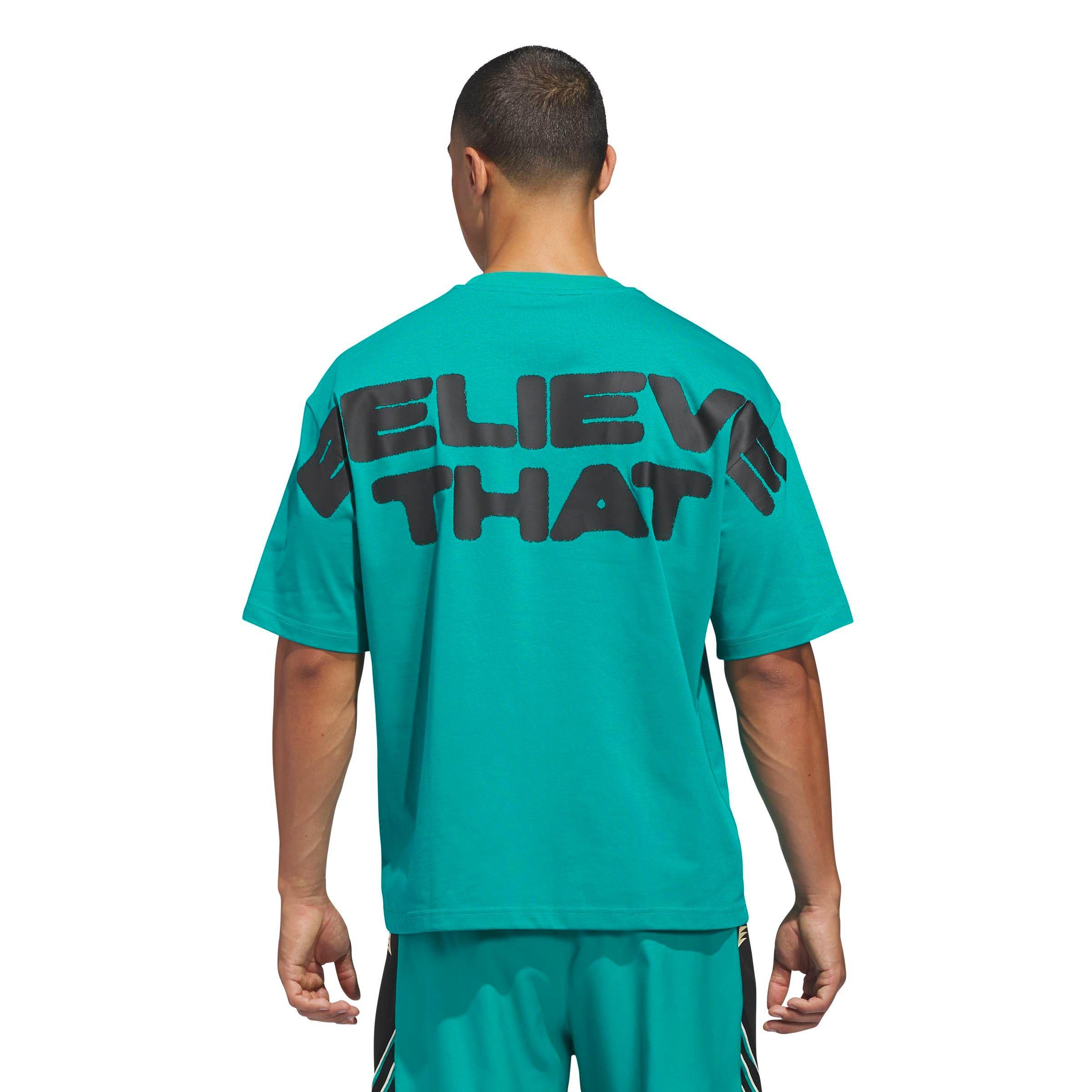 adidas Men's Anthony Edwards Believe That Tee - GREEN Thumbnail View 2
