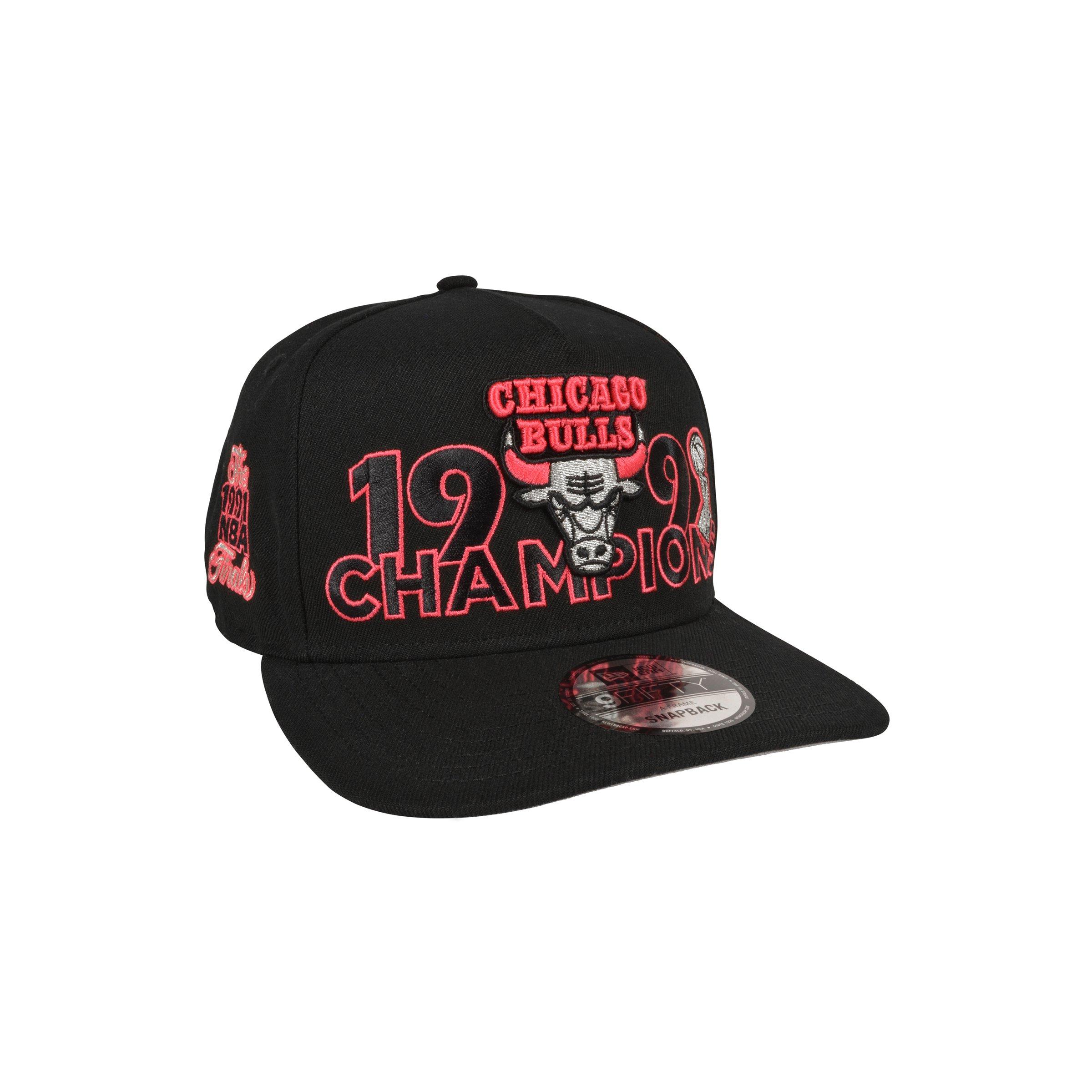 New Era Chicago Bulls 9FIFTY A-Frame Snapback Hat - Black/Infrared - BLACK/RED Thumbnail View 2