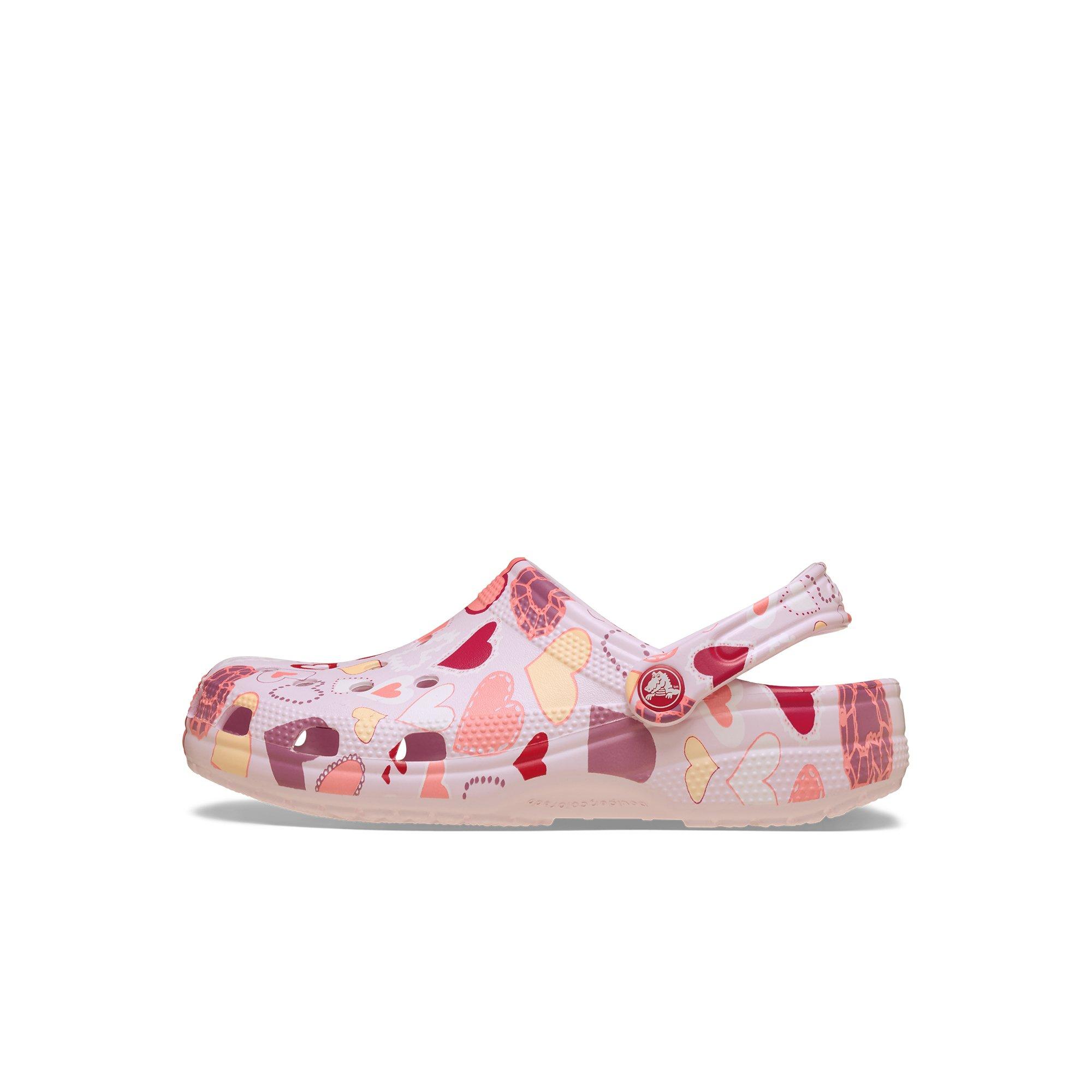 Crocs Classic Preschool Girls' "Pink Hearts" Clog
