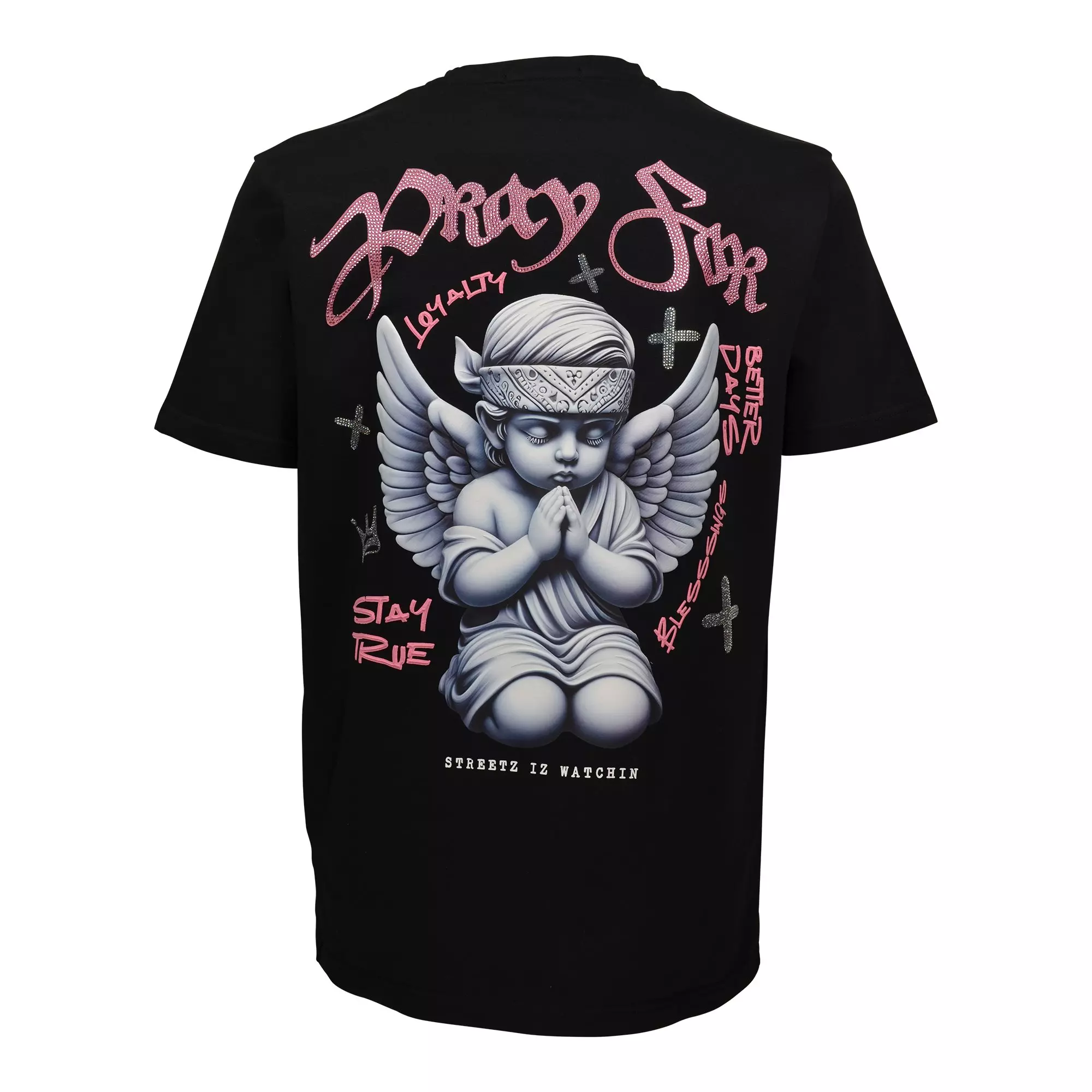 Streetz Iz Watchin Men's Pray For Better Days Tee - Black - BLACK