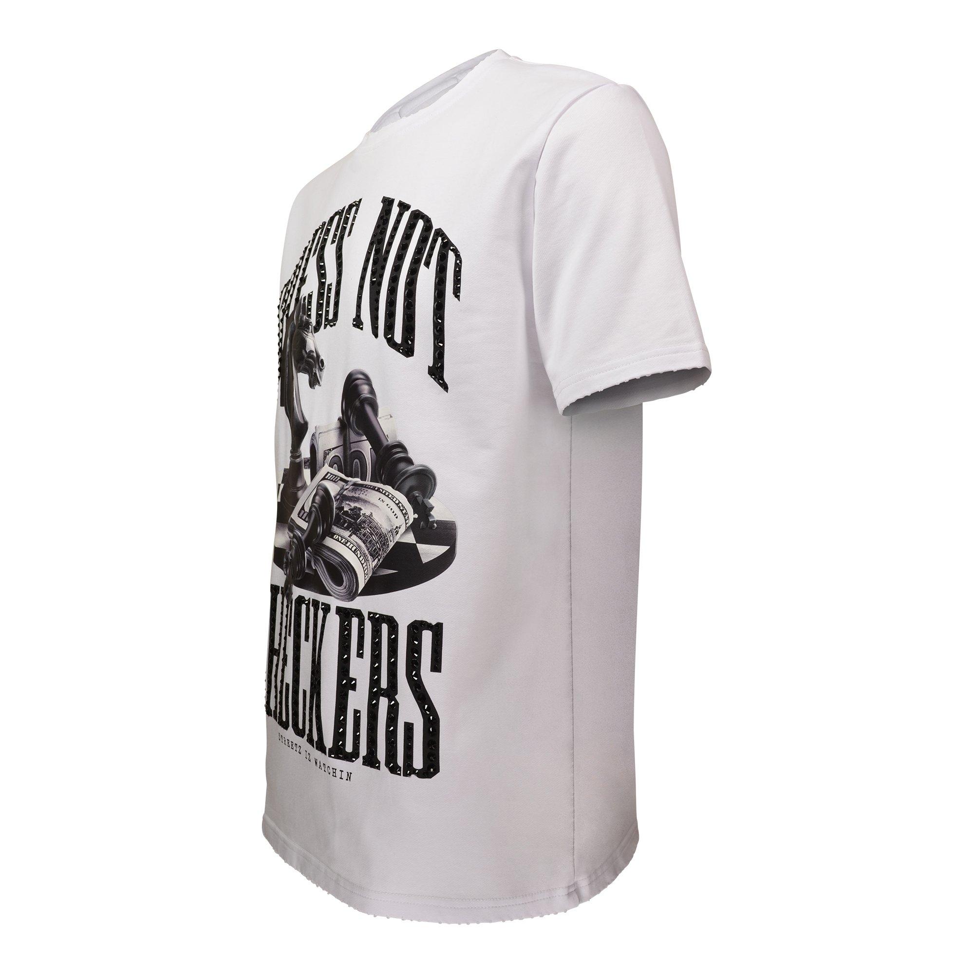 Streetz Iz Watchin Men's Chess Not Checkers Tee - White - WHITE Thumbnail View 3