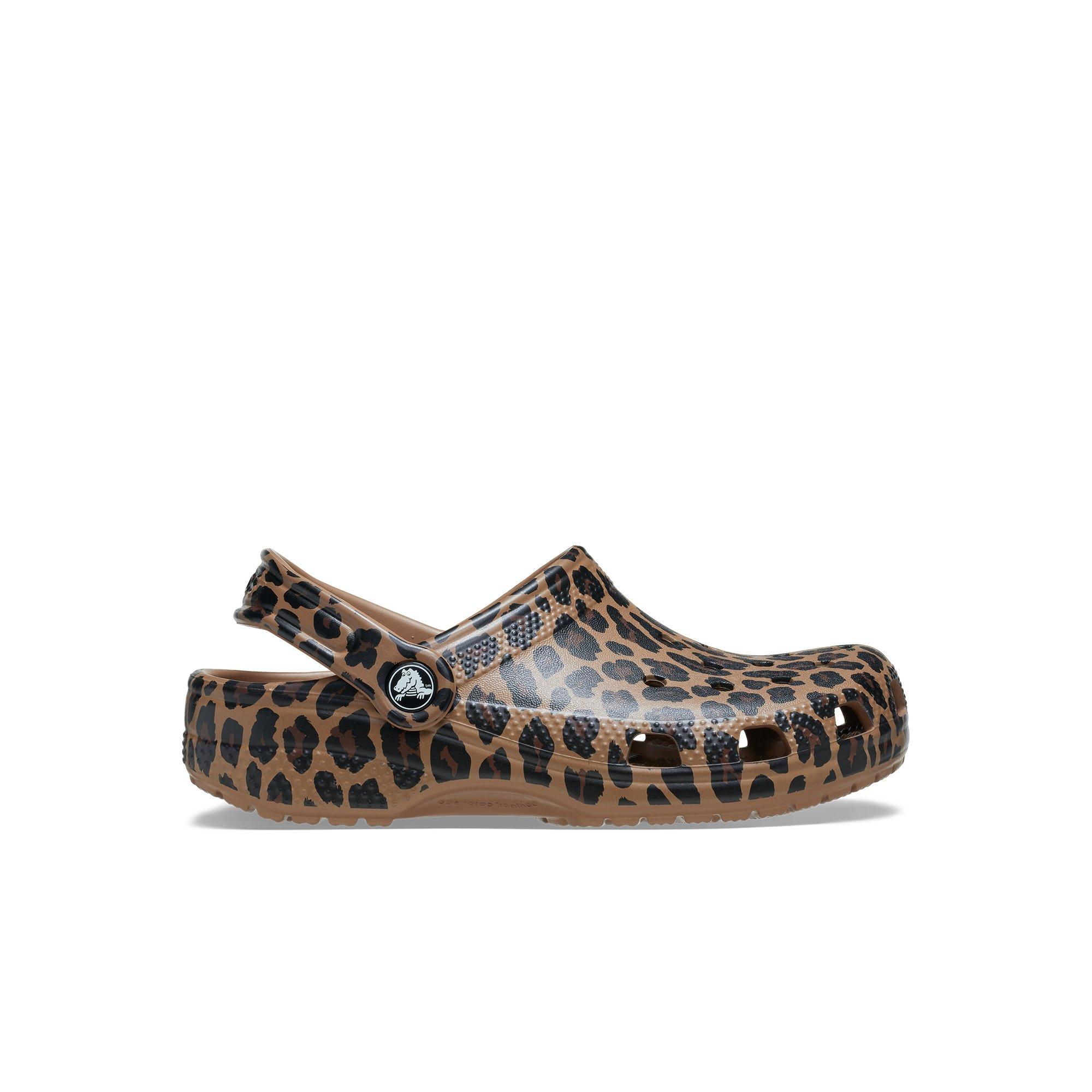 Crocs Classic "Leopard Print" Preschool Girls' Clog - BROWN Thumbnail View 1