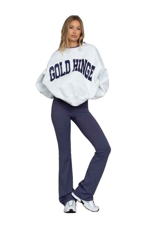 Gold Hinge Women's Essential Foldover Flare Leggings - INDIGO Thumbnail View 6