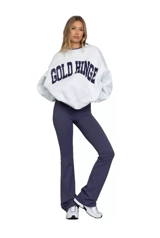 Gold Hinge Women's Essential Foldover Flare Leggings - INDIGO