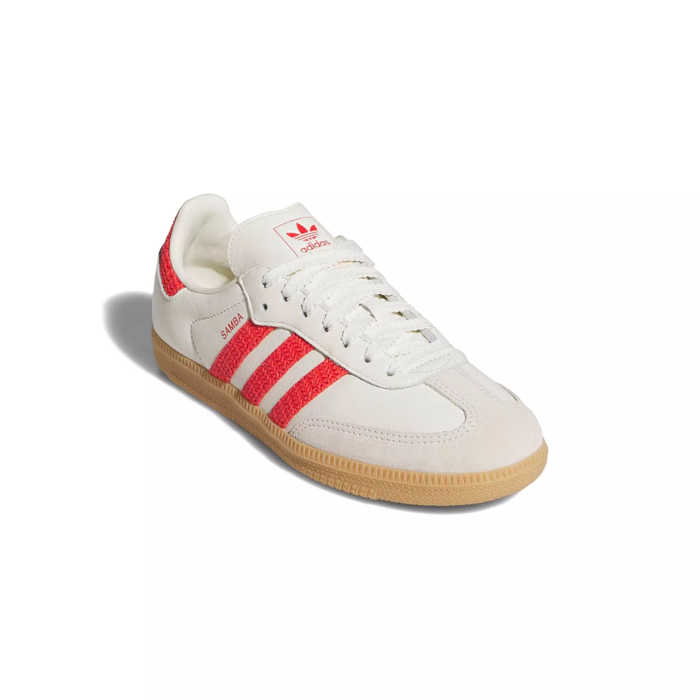 adidas Originals Samba OG Crochet "Off White/Semi Lucid Red" Women's Shoe - WHITE/RED