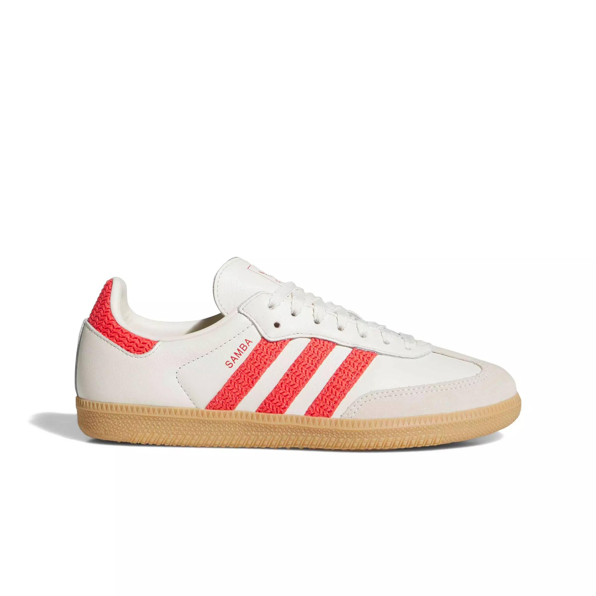 adidas Originals Samba OG Crochet "Off White/Semi Lucid Red" Women's Shoe - WHITE/RED