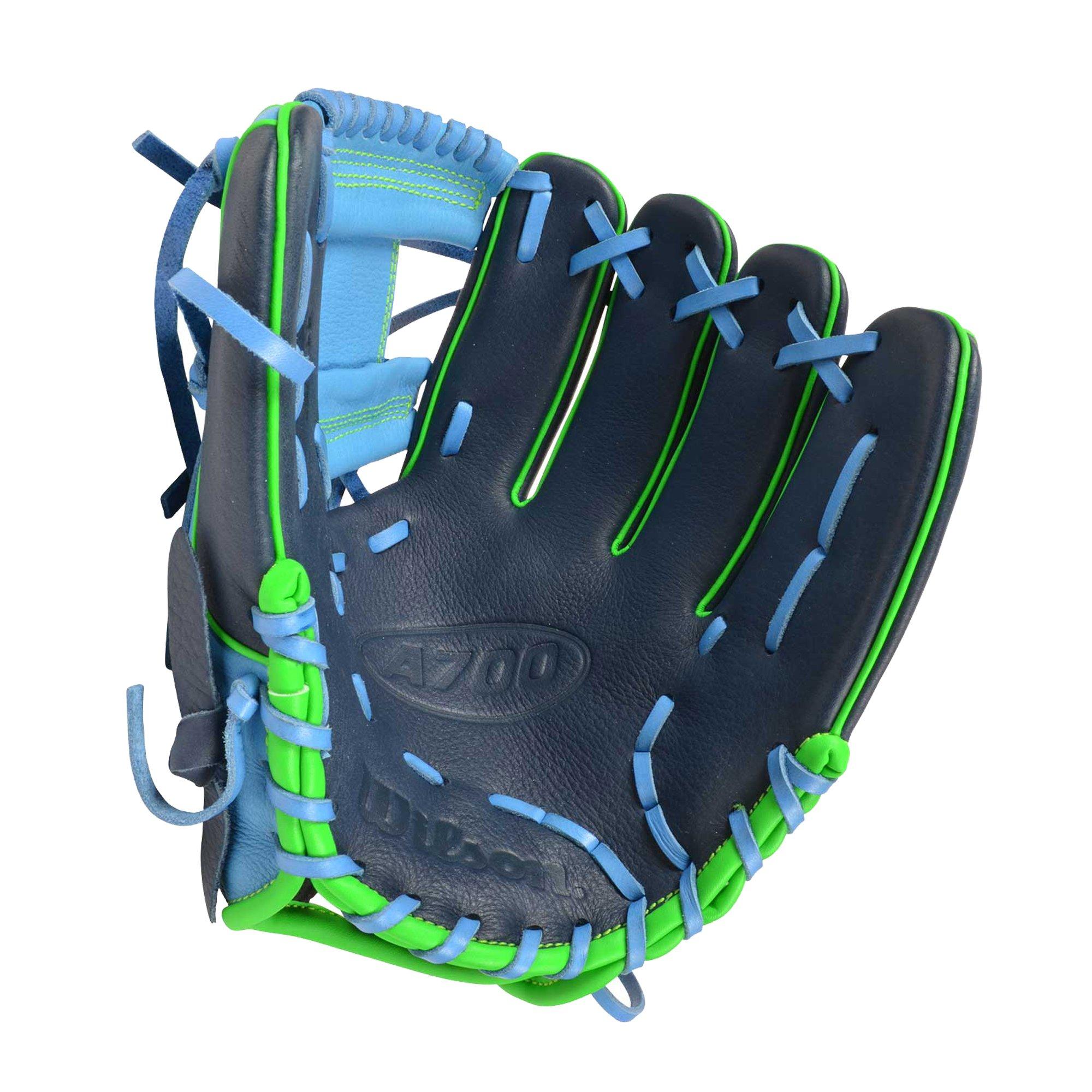 Wilson A700 SMU 11.5" Baseball Fielders Glove- Navy/Neon - NAVY/GREEN Thumbnail View 2