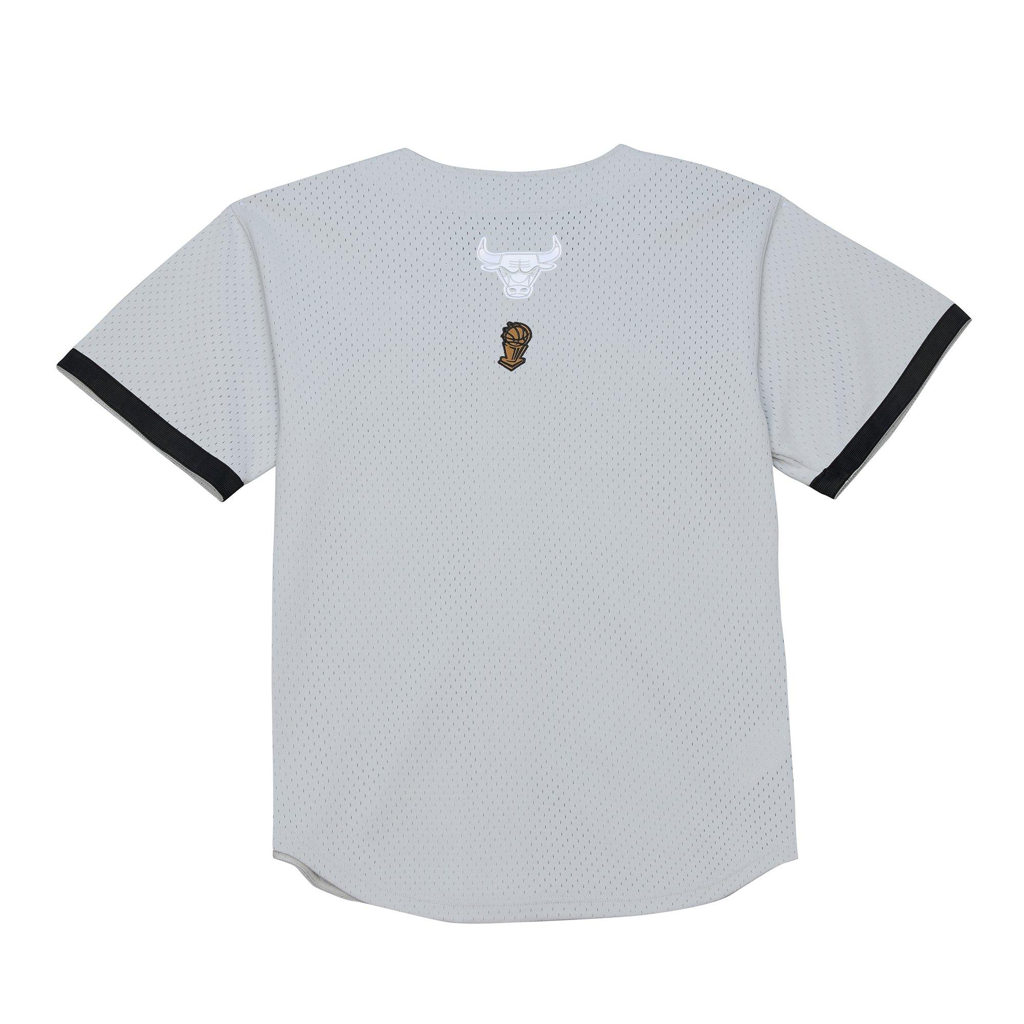 Mitchell & Ness Chicago Bulls Button Front Jersey-Grey - GREY/BLACK Thumbnail View 2