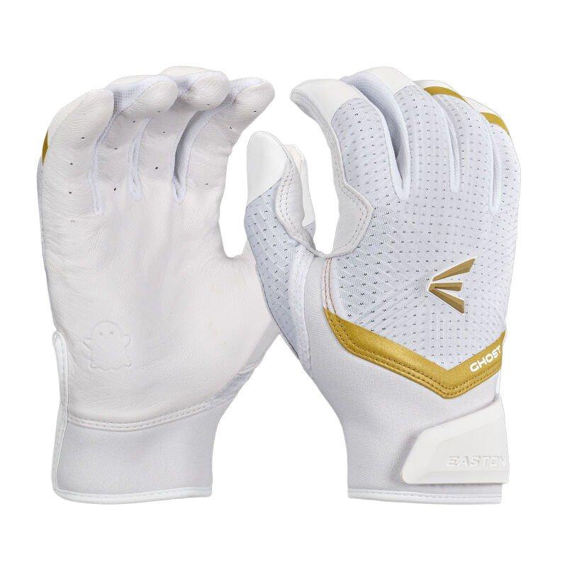 Easton Ghost Ethos Snowstorm Fastpitch Batting Gloves- White/Gold - WHITE/GOLD Thumbnail View 1