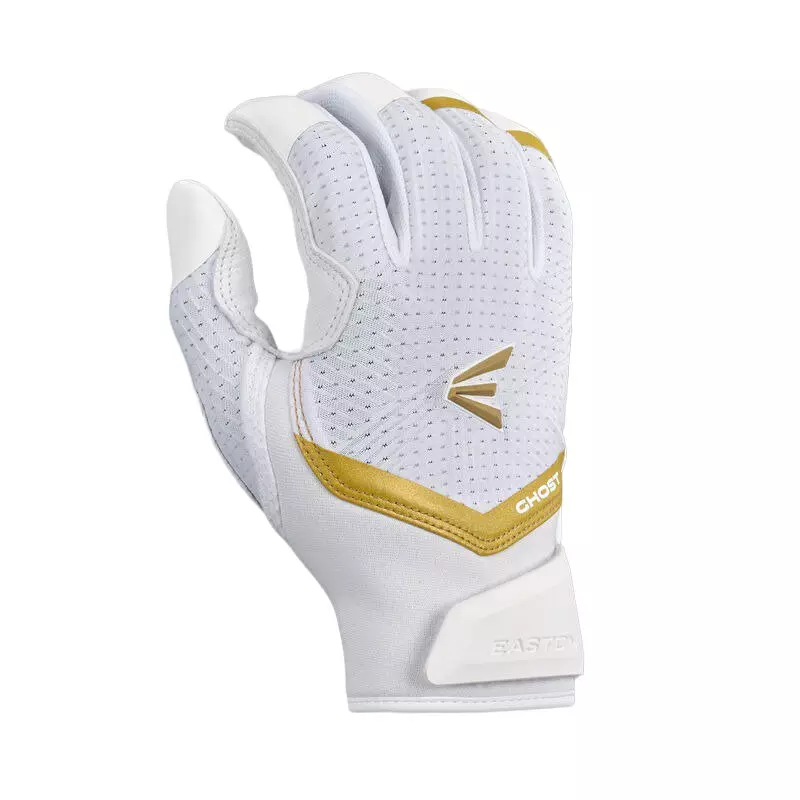 Easton Ghost Ethos Snowstorm Fastpitch Batting Gloves- White/Gold - WHITE/GOLD