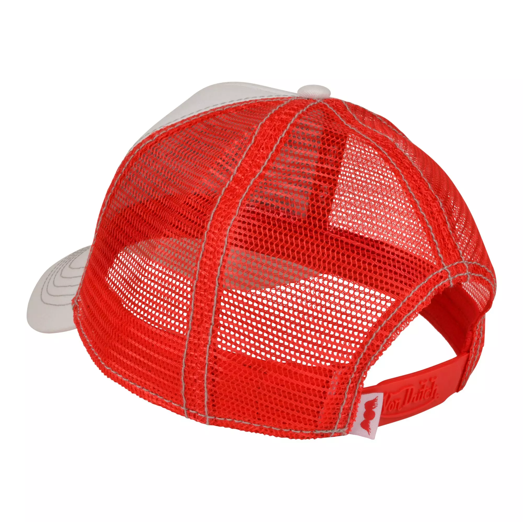 Von Dutch Core Trucker Snapback Hat-White/Red - WHITE/RED