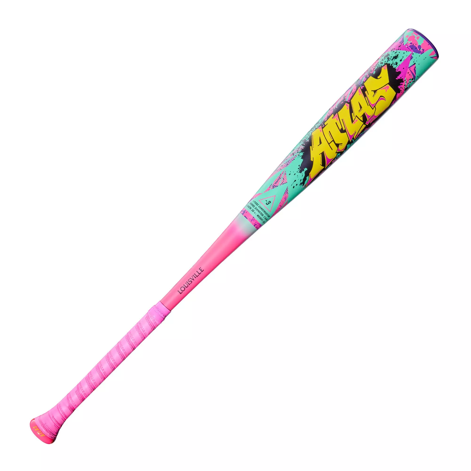 Louisville Slugger Atlas Wildstyle BBCOR Baseball Bat (-3) 2026 - PINK/YELLOW